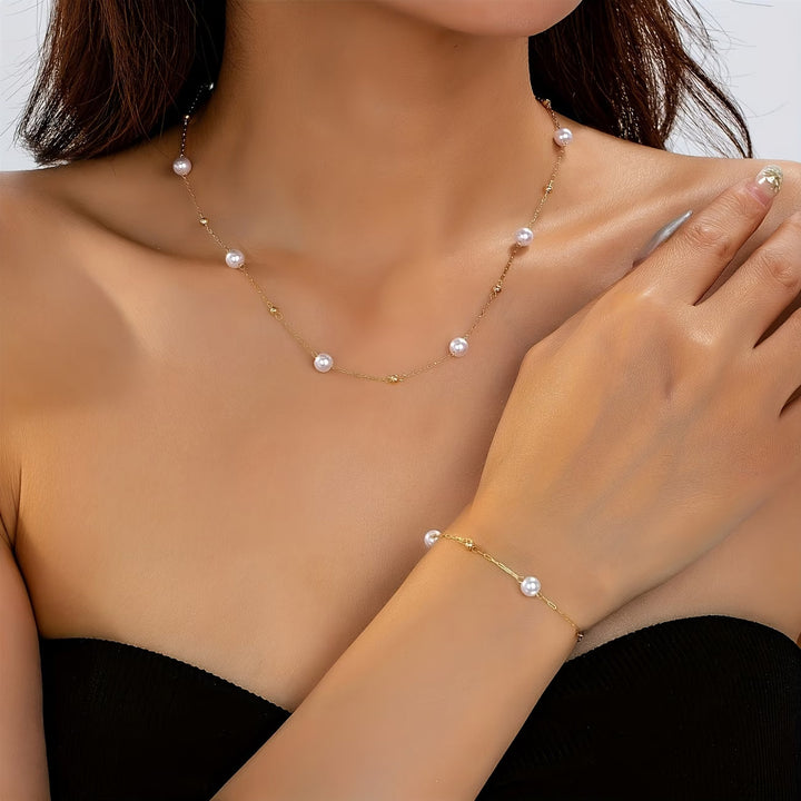 Set di Gioielli con Catena di Perle Delicate