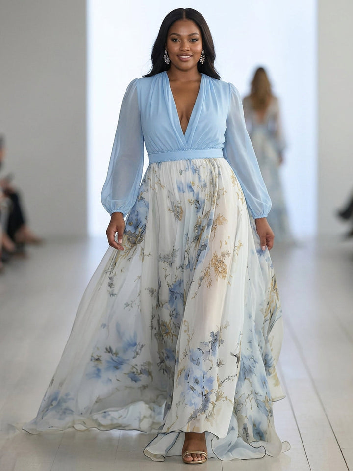 Madeleine | Stupenda Maxi Dress con Stampa Floreale e Scollo a V