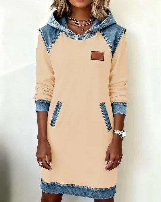 Alexa | Vestito con Cappuccio a Contrasto Confortevole