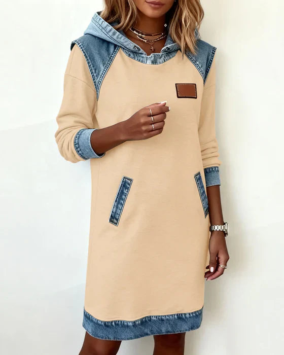 Alexa | Vestito con Cappuccio a Contrasto Confortevole