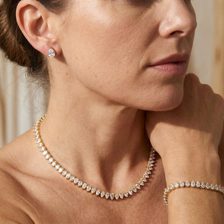 Splendido Set Completo di Zirconia Cubica Trasparente