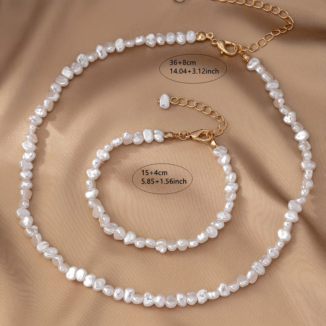 Set di Collana e Bracciale in Perle Barocche