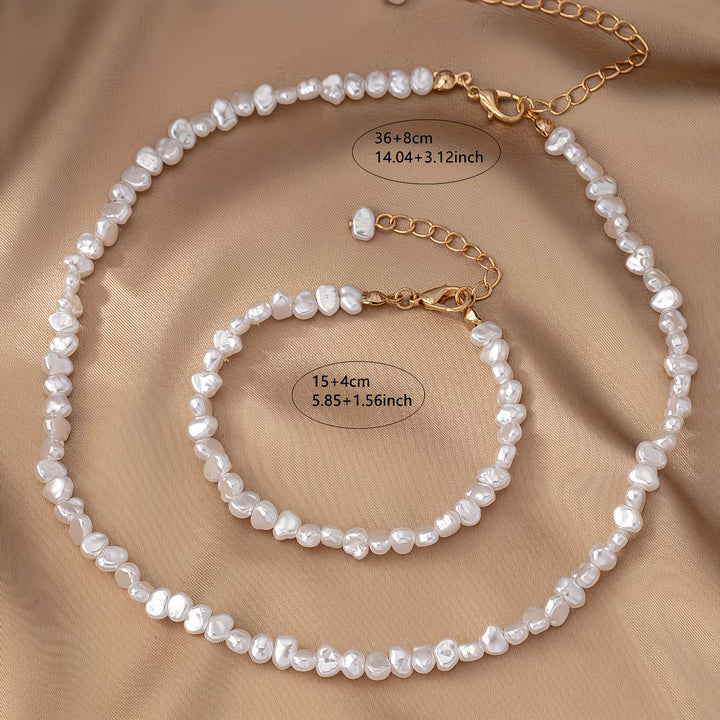 Set di Collana e Bracciale in Perle Barocche