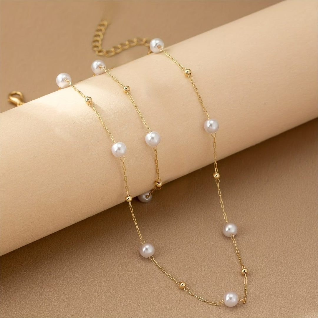 Set di Gioielli con Catena di Perle Delicate