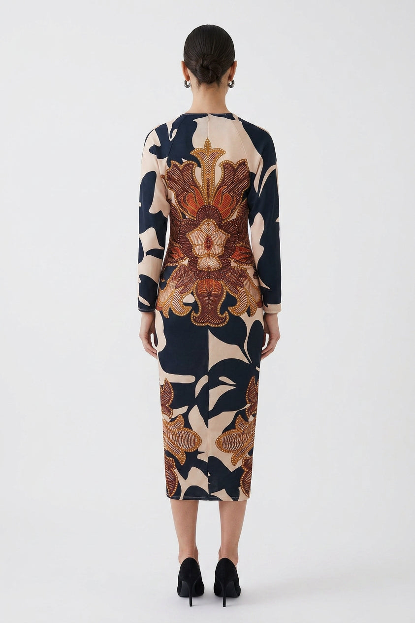 Eva | Vestito Midi Dolman con Stampa Unica Sun Escape