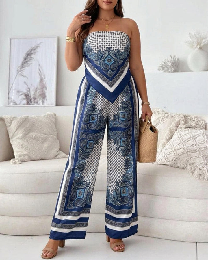 Helen | Set di Abbigliamento Elegante con Top e Pantaloni per Vacanza