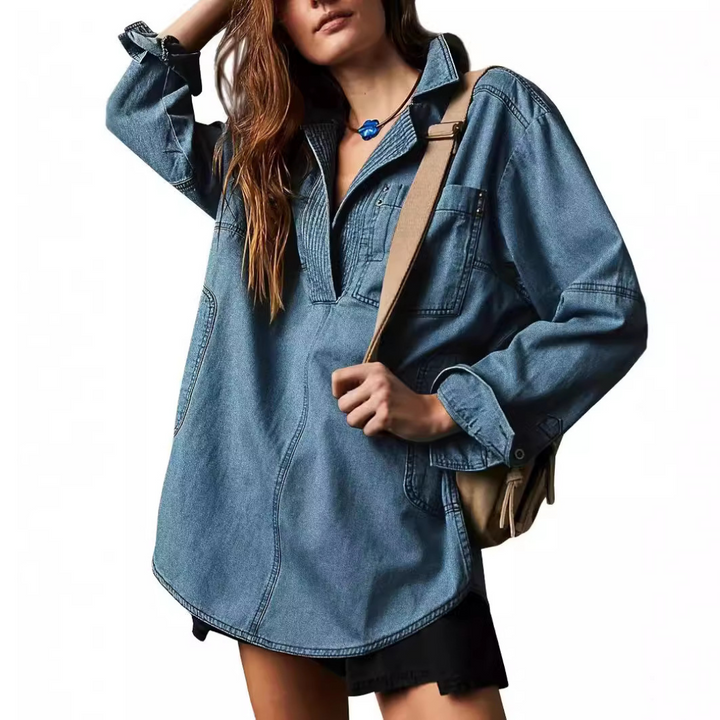 Emilia | Tunica in Denim Chic con Collo a V