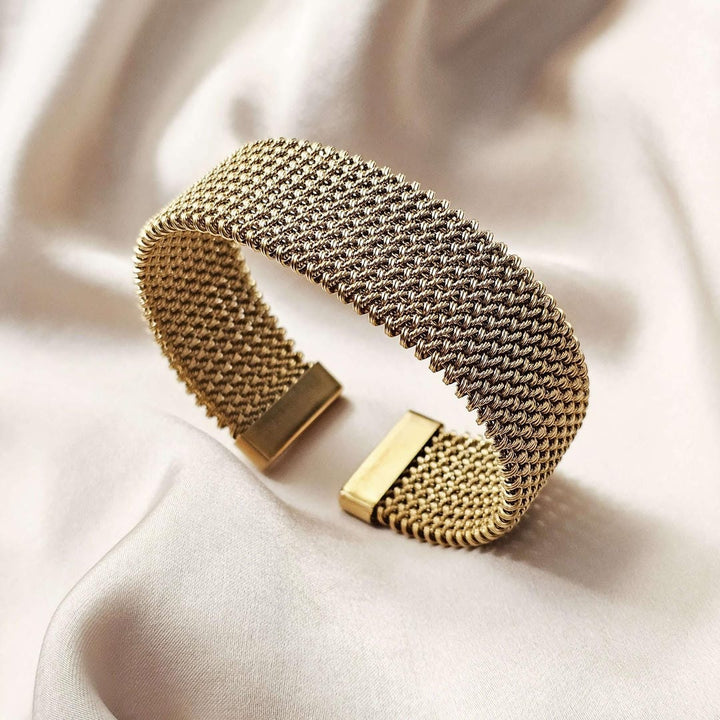 Bracciale Classico Aperto in Rete Intrecciata Vintage