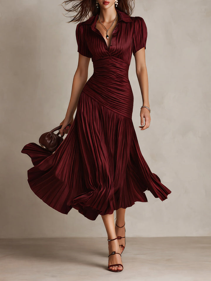 Adriana - Abito Midi in Satin a Strisce Retro