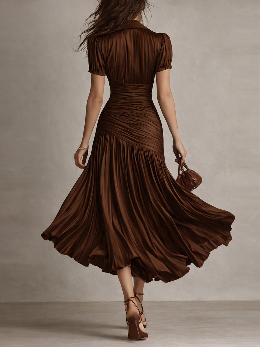 Adriana - Abito Midi in Satin a Strisce Retro