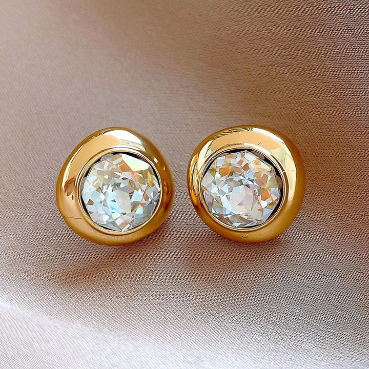 Orecchini Rotondi in Zirconia Oro Senza Tempo
