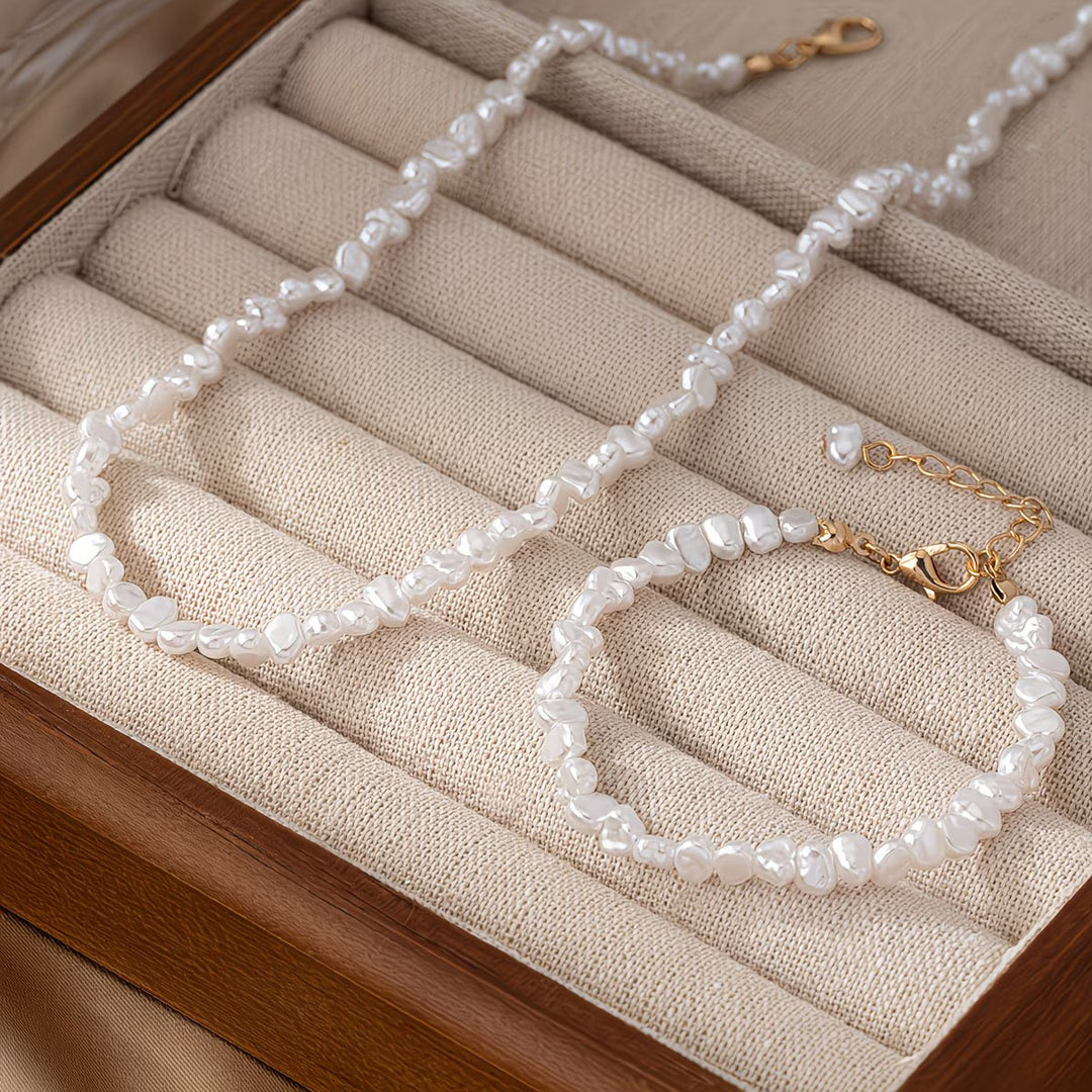 Set di Collana e Bracciale in Perle Barocche