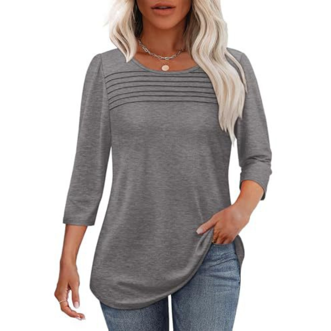 ALLISON | Top Primaverile Casual con Pieghe Frontali