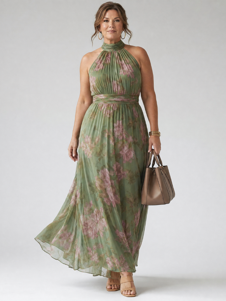 Mirelle | Abito Midi con Scollo Halter Arricciato
