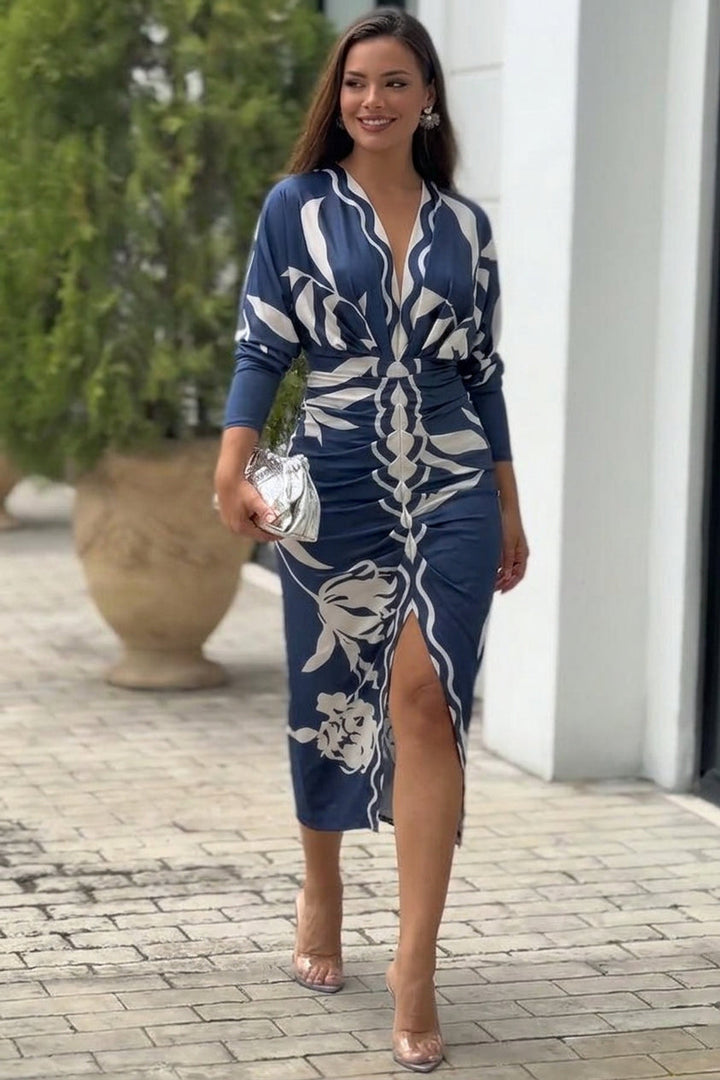 Eva | Vestito Midi Dolman con Stampa Unica Sun Escape
