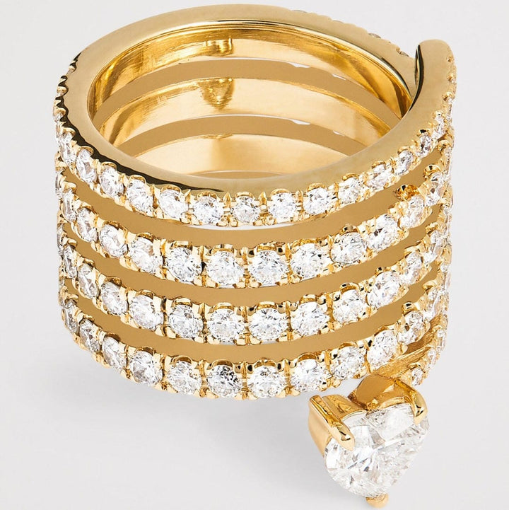 Anello Avvolgente a Cuore in Zirconia Oro Antico
