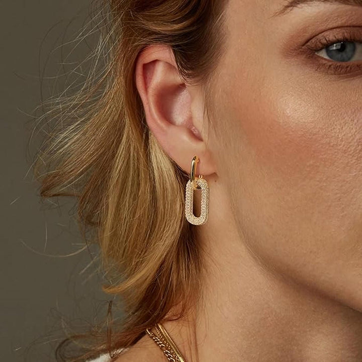 Orecchini a Cerchio Geometrici Retro con Strass