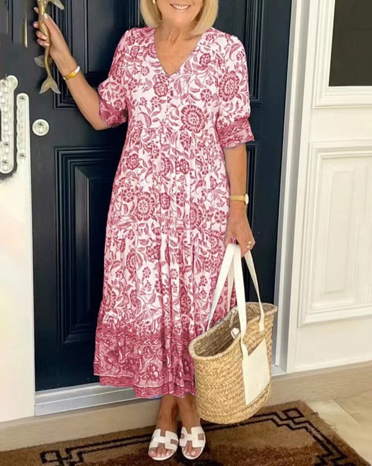 Tallis | Abito Floreale Elegante con Scollatura a V