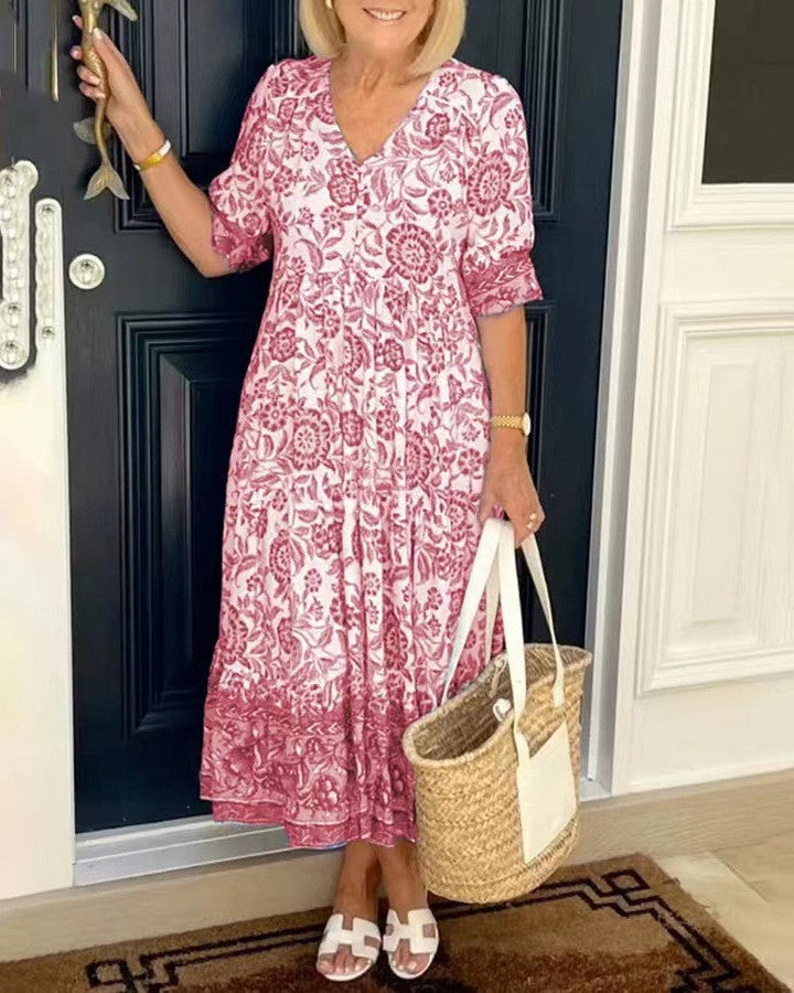 Tallis | Abito Floreale Elegante con Scollatura a V