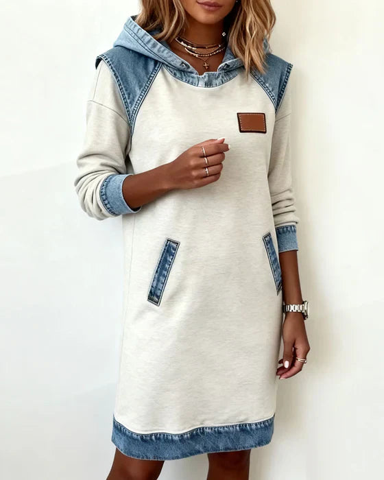 Alexa | Vestito con Cappuccio a Contrasto Confortevole