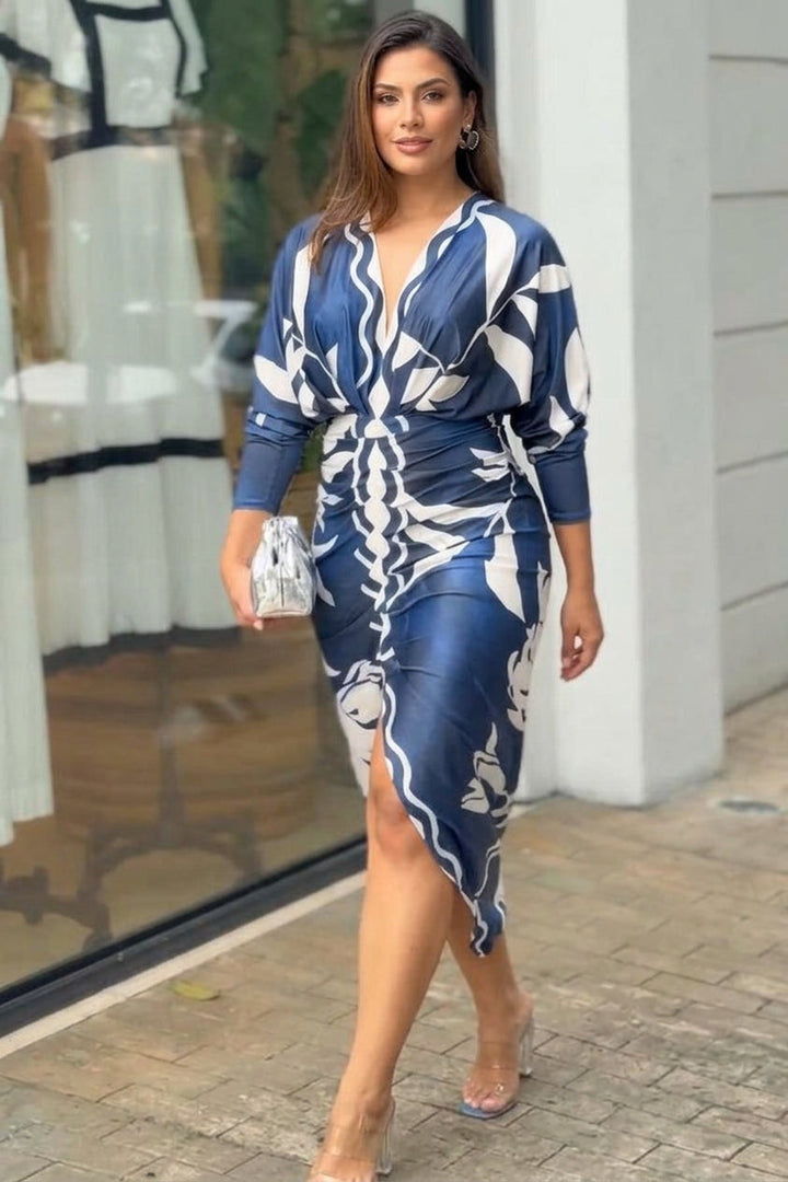Eva | Vestito Midi Dolman con Stampa Unica Sun Escape