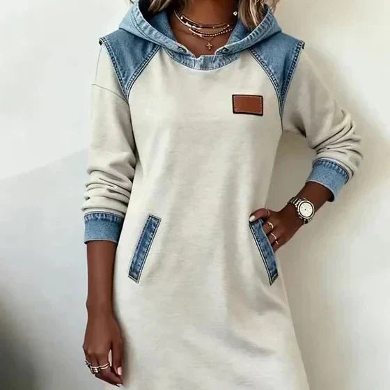 Alexa | Vestito con Cappuccio a Contrasto Confortevole