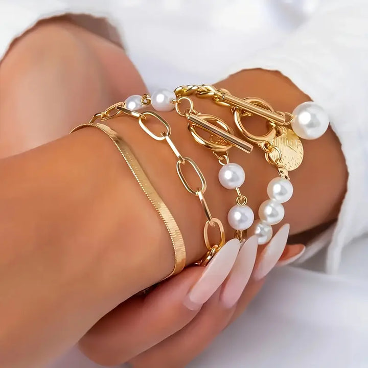 Set di Bracciali di Perle Stratificate di Lusso