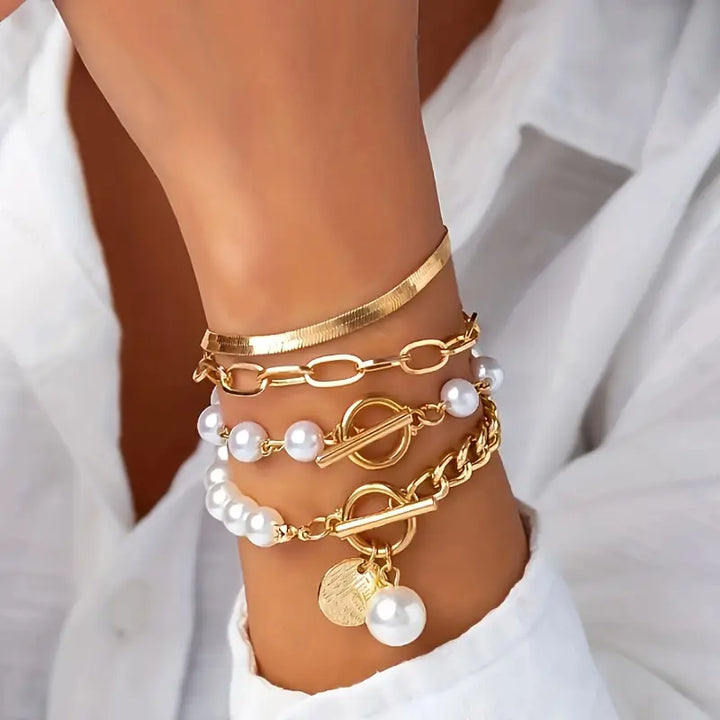 Set di Bracciali di Perle Stratificate di Lusso