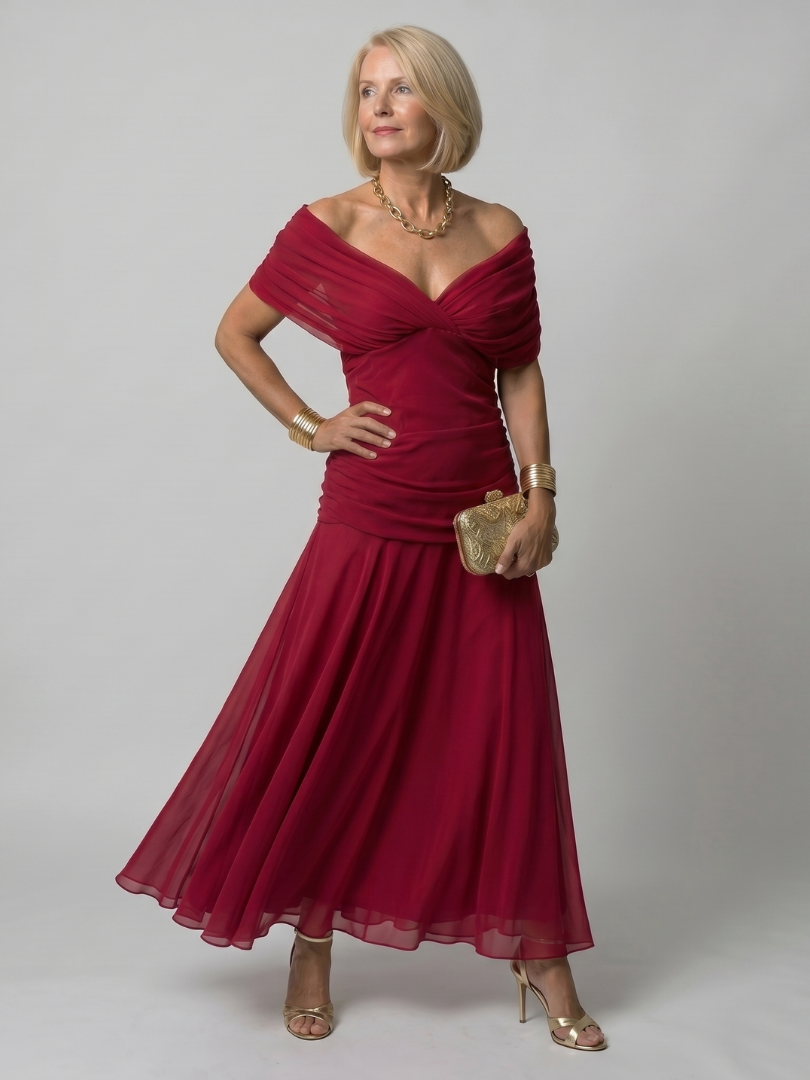 Calen | Vestito Midi Off Shoulder Fluttuante