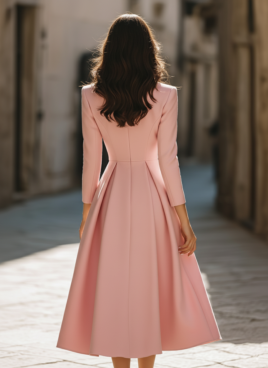 CIELO | Elegant Pleated Blazer Midi Dress