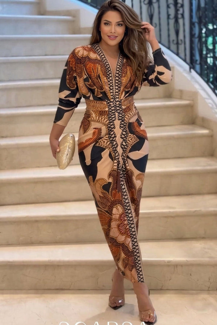 Eva | Vestito Midi Dolman con Stampa Unica Sun Escape