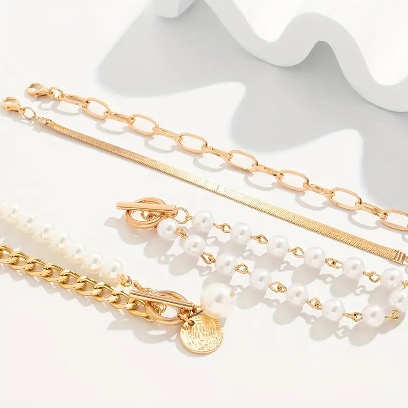 Set di Bracciali di Perle Stratificate di Lusso