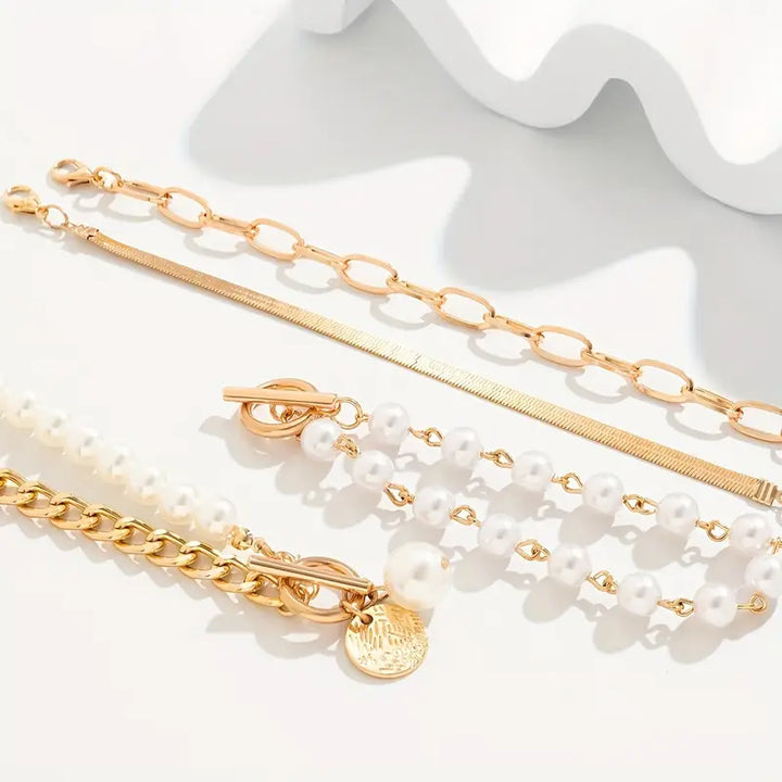 Set di Bracciali di Perle Stratificate di Lusso