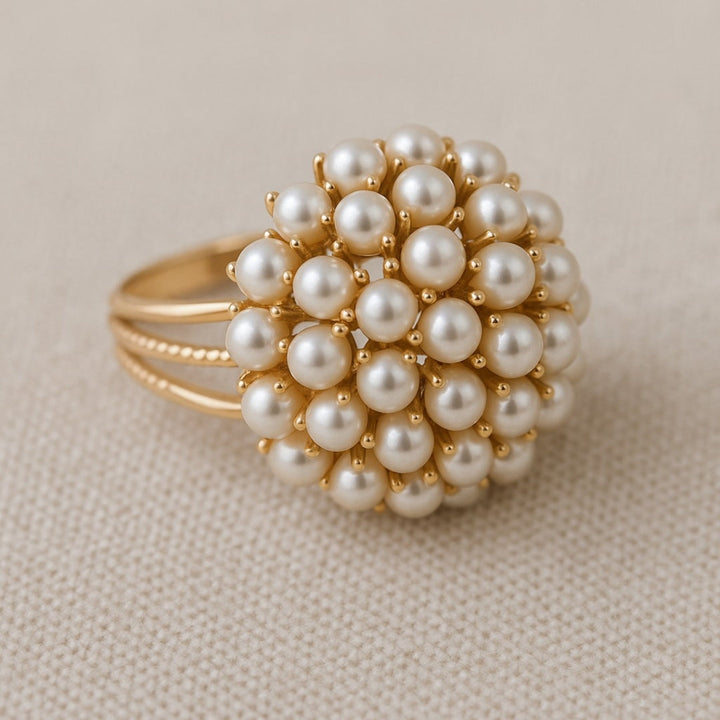 Anello in Oro con Perla Intarsiata Classico