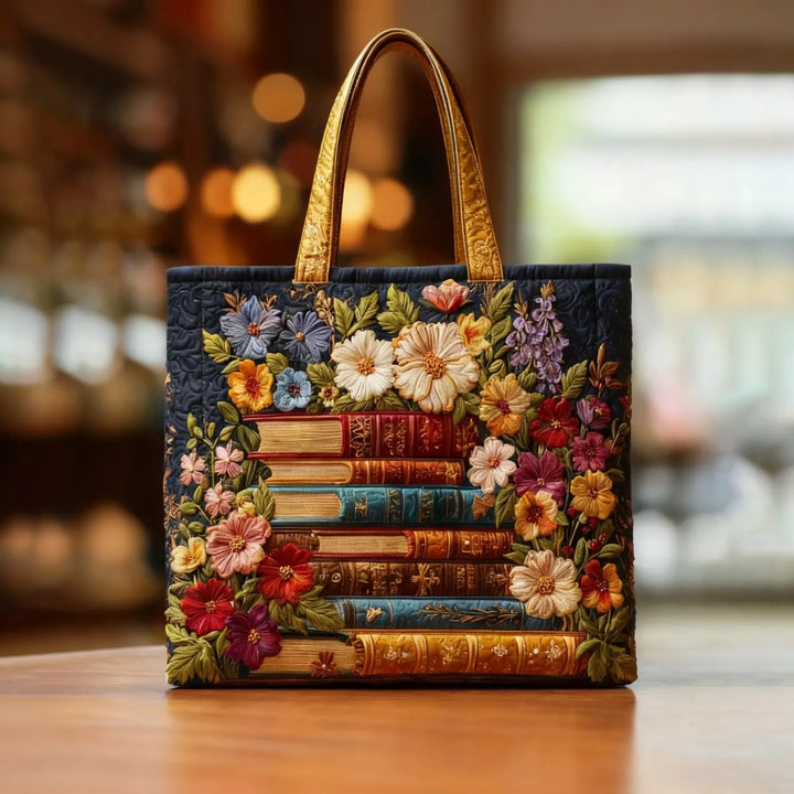 Borsa Artigianale - Stampa Floreale e Libri
