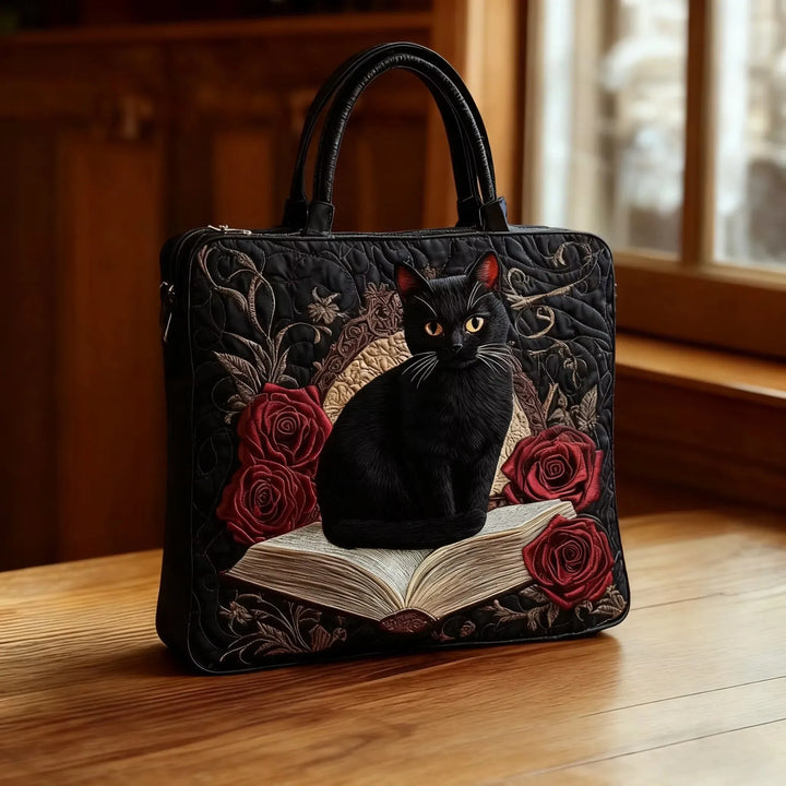 Borsa Artigianale Trapuntata - Gatto Nero sui Libri