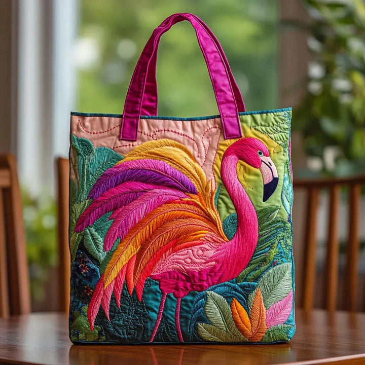 Borsa Tote Trapuntata - Fenicottero Arcobaleno