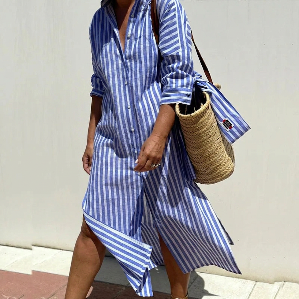 Harlow | Vestito Camicia in Lino con Bottoni per Donna