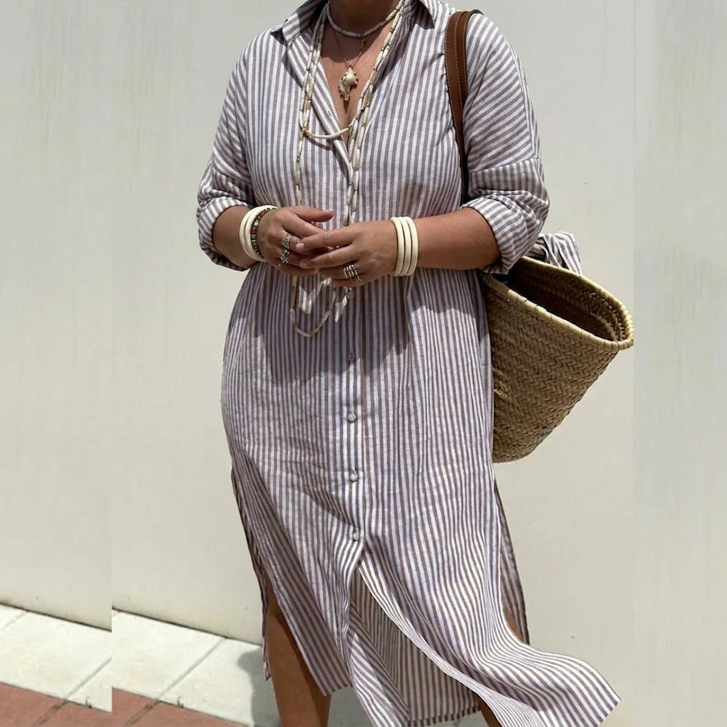 Harlow | Vestito Camicia in Lino con Bottoni per Donna