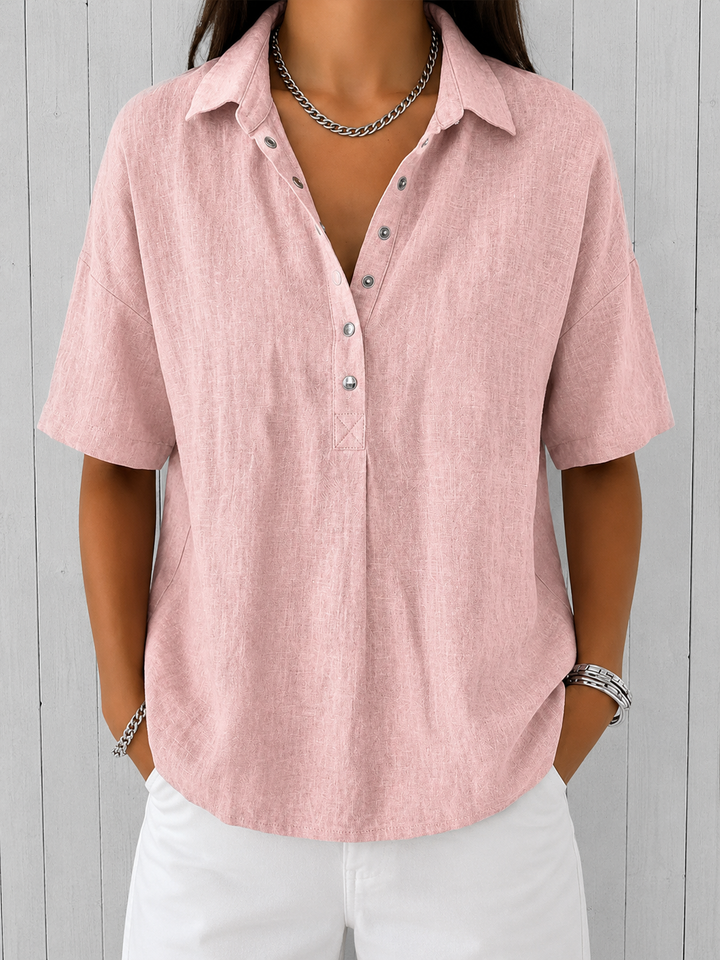Ava | Blusa con Collo e Dettagli con Bottone