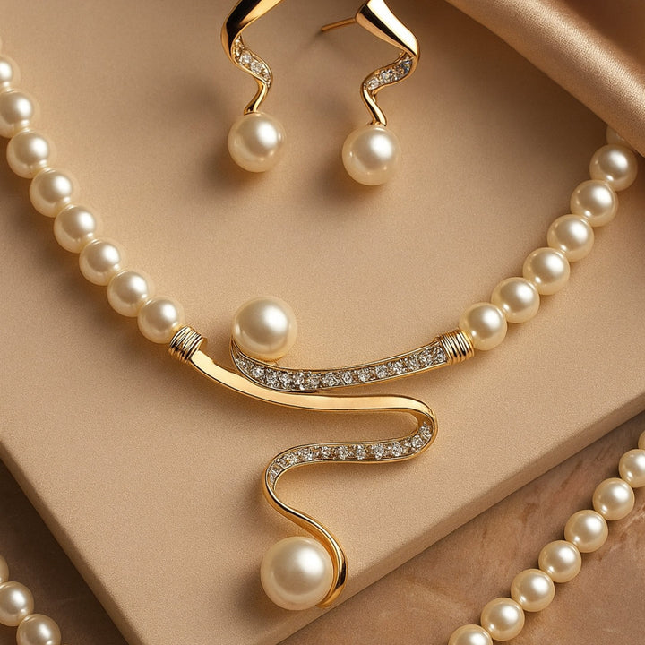 Set di Gioielli Elegante con Perle