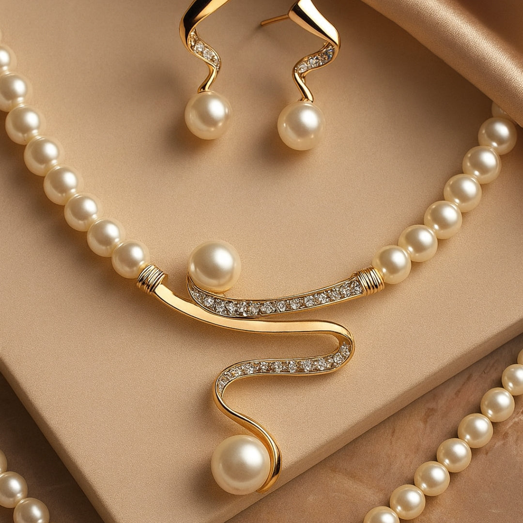Set di Gioielli Elegante con Perle