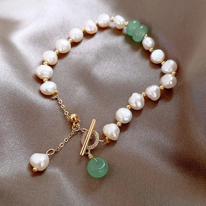 Bracciale in Perle Naturali e Giada