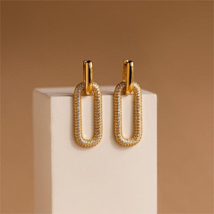 Orecchini a Cerchio Geometrici Retro con Strass