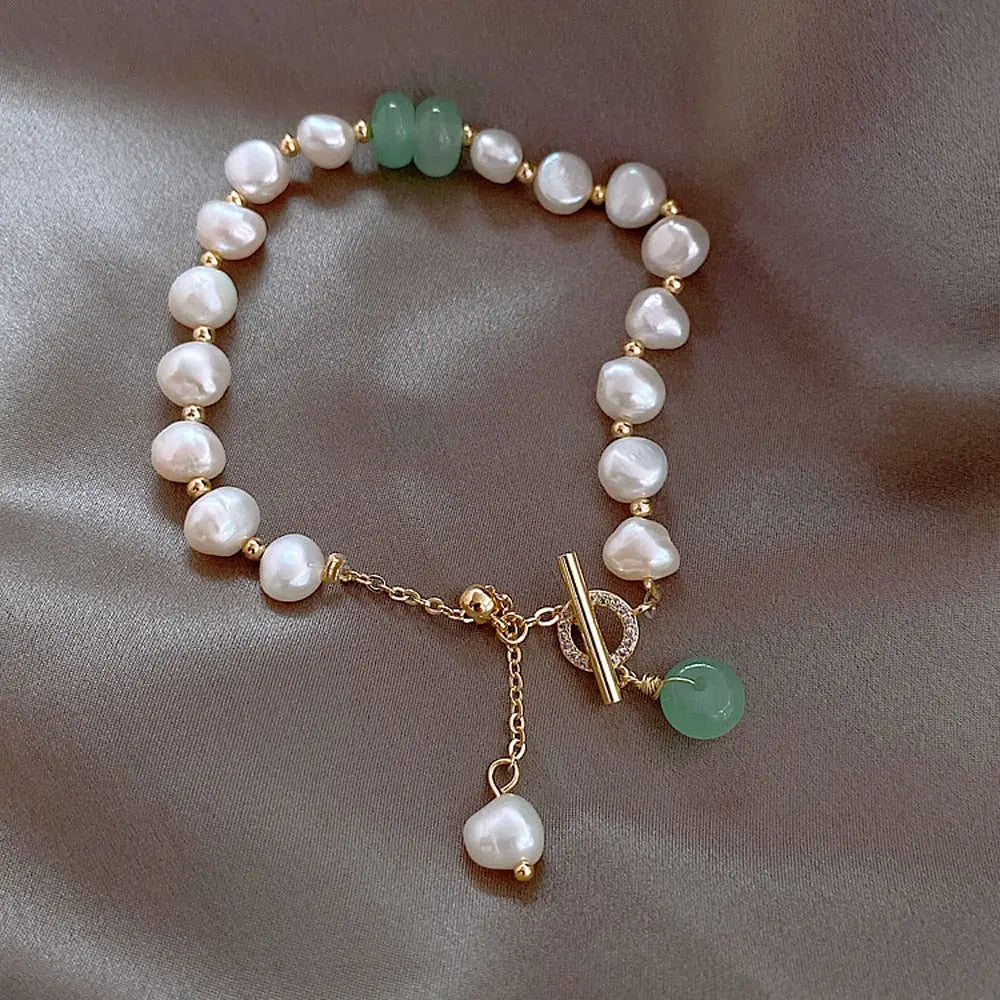 Bracciale in Perle Naturali e Giada