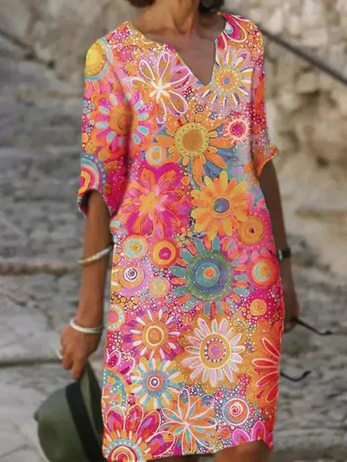 Leila | Abito Midi Floreale Vibrante
