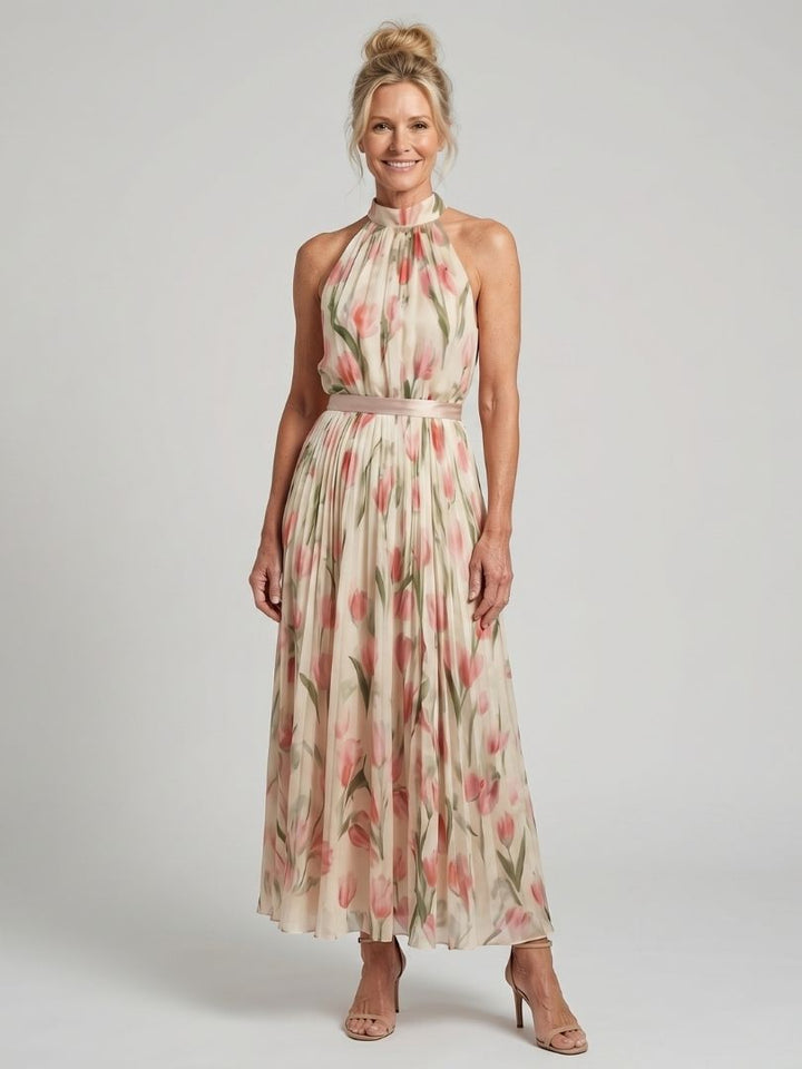 Aurelle | Abito Midi Floreale con Collo All'Incontro