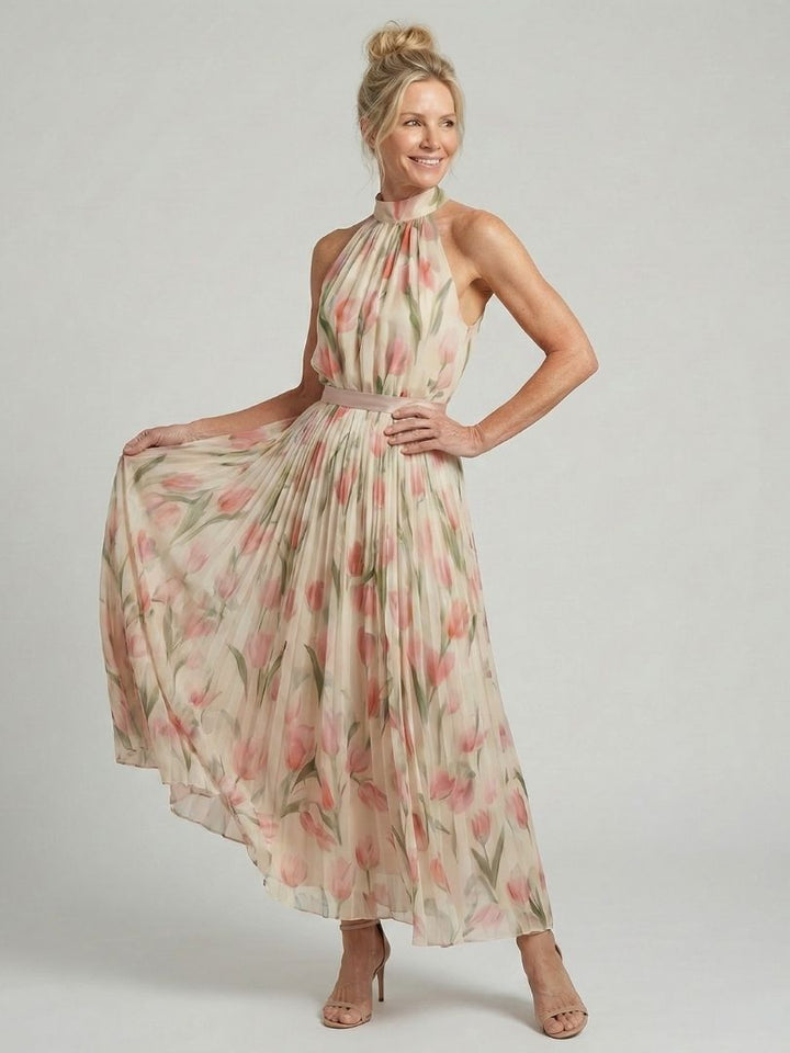 Aurelle | Abito Midi Floreale con Collo All'Incontro