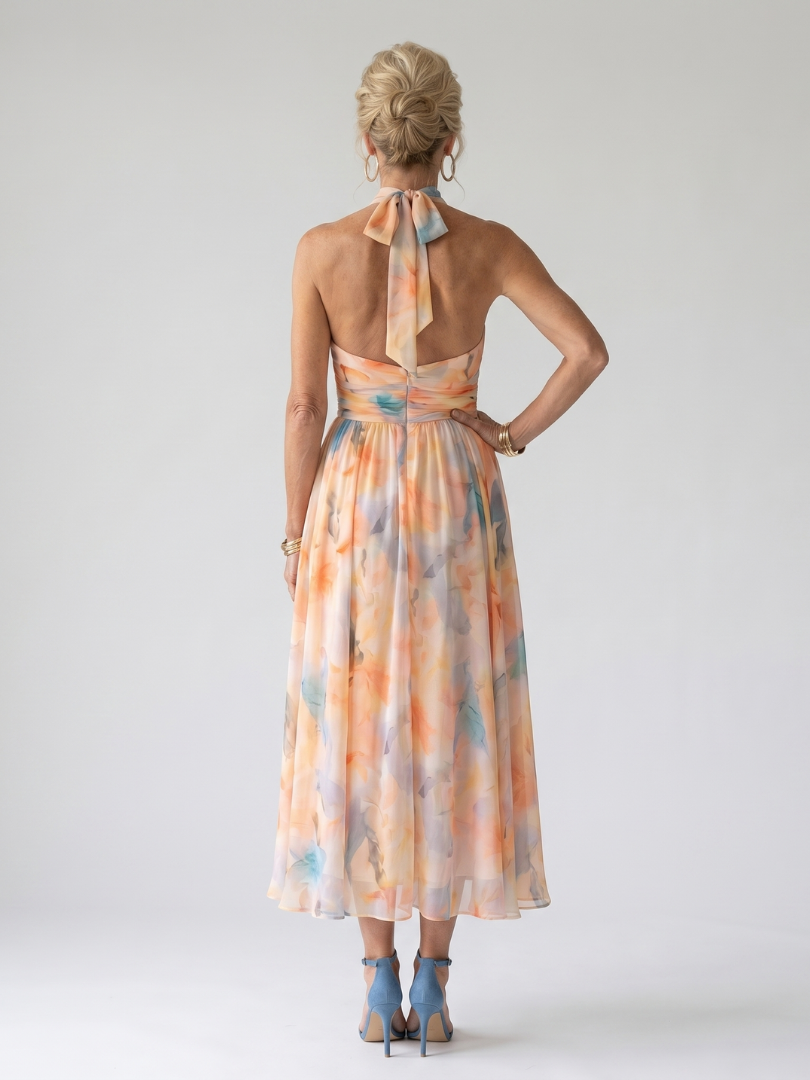 Elin | Abito Midi con Collo Halter Morbido