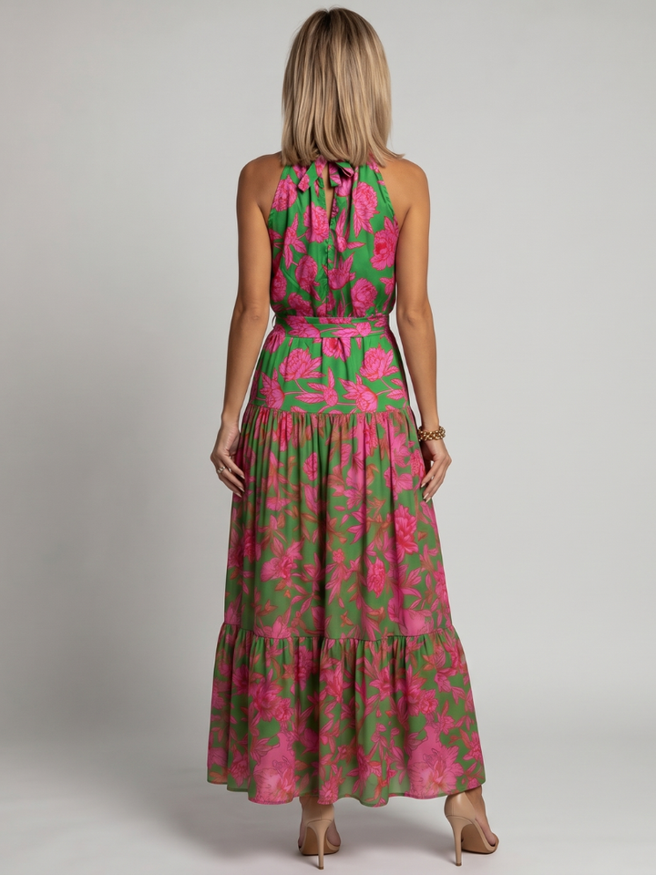 Rowen | Abito Midi Drappeggiato con Scollo Halter